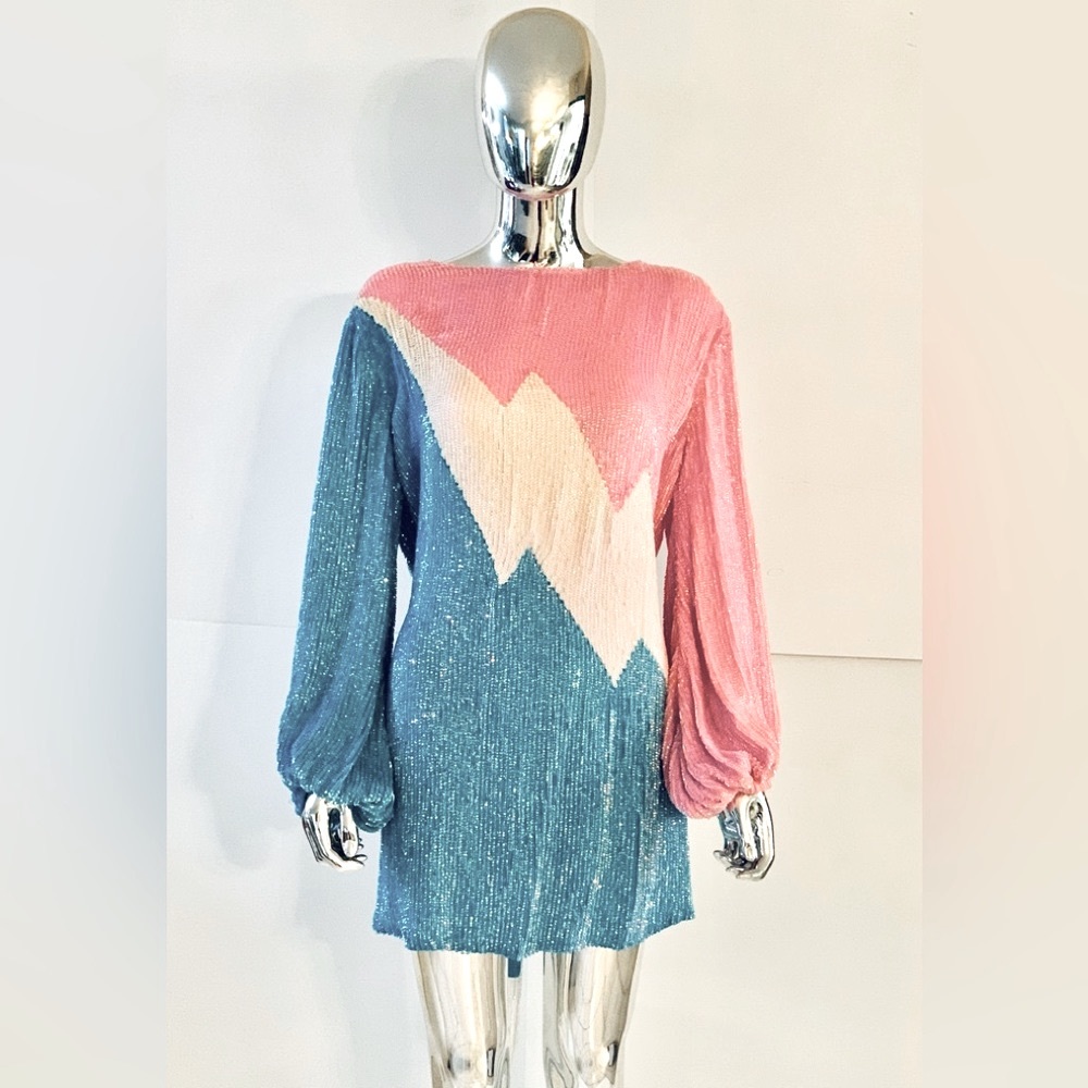 Retrofete Grace Sequin Colorblock Dress - Picture 7 of 16